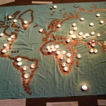 We lit candles for the areas of the world that needed our prayers