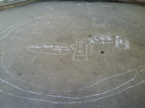 Circle prayers left in evidence at the bandstand